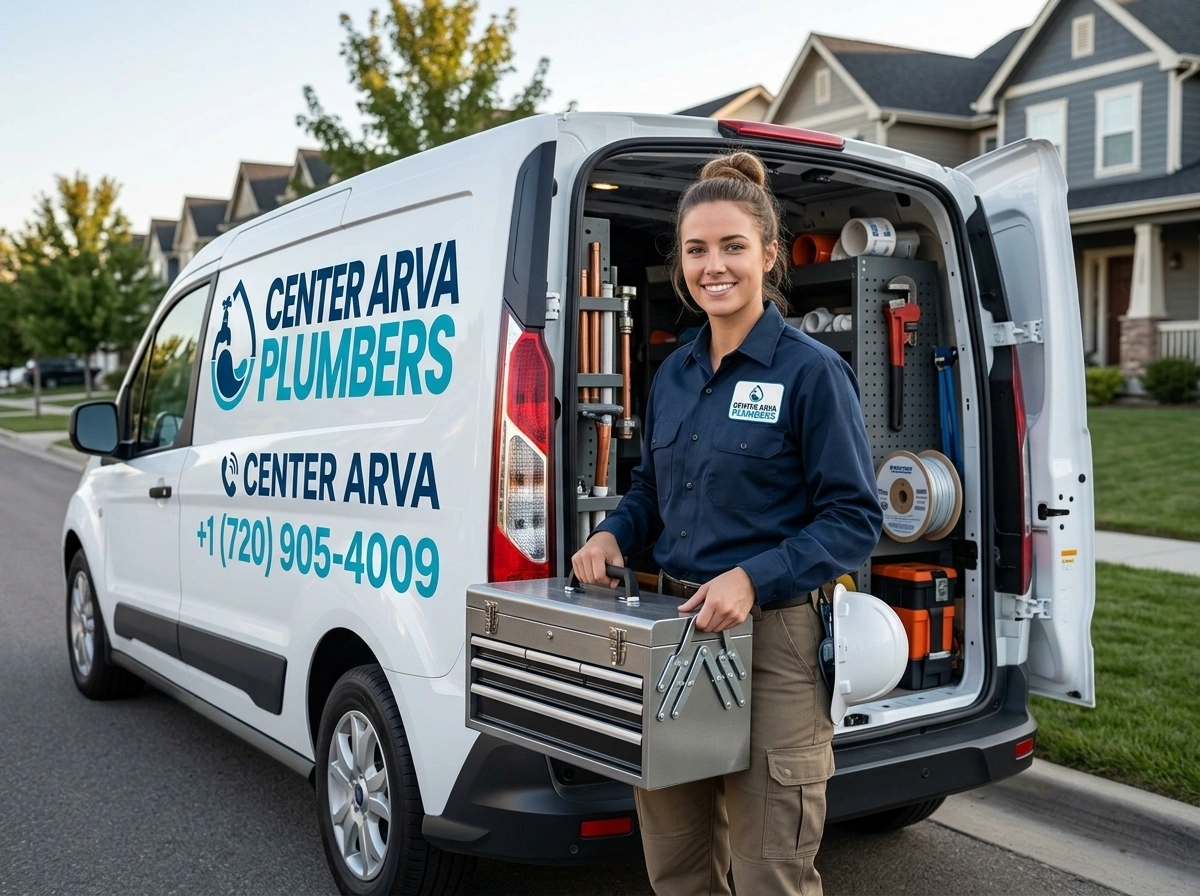 Fully stocked mobile service van staged on Wadsworth Blvd for Center Arva Plumbers emergency plumbing dispatch in Arvada CO