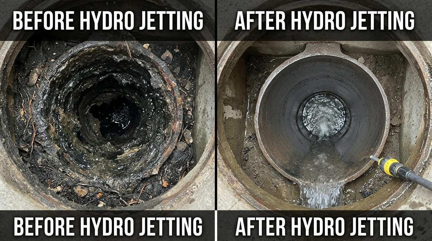 Hydro Jetting Before and After Results Center Arva Plumbers Arvada, CO
