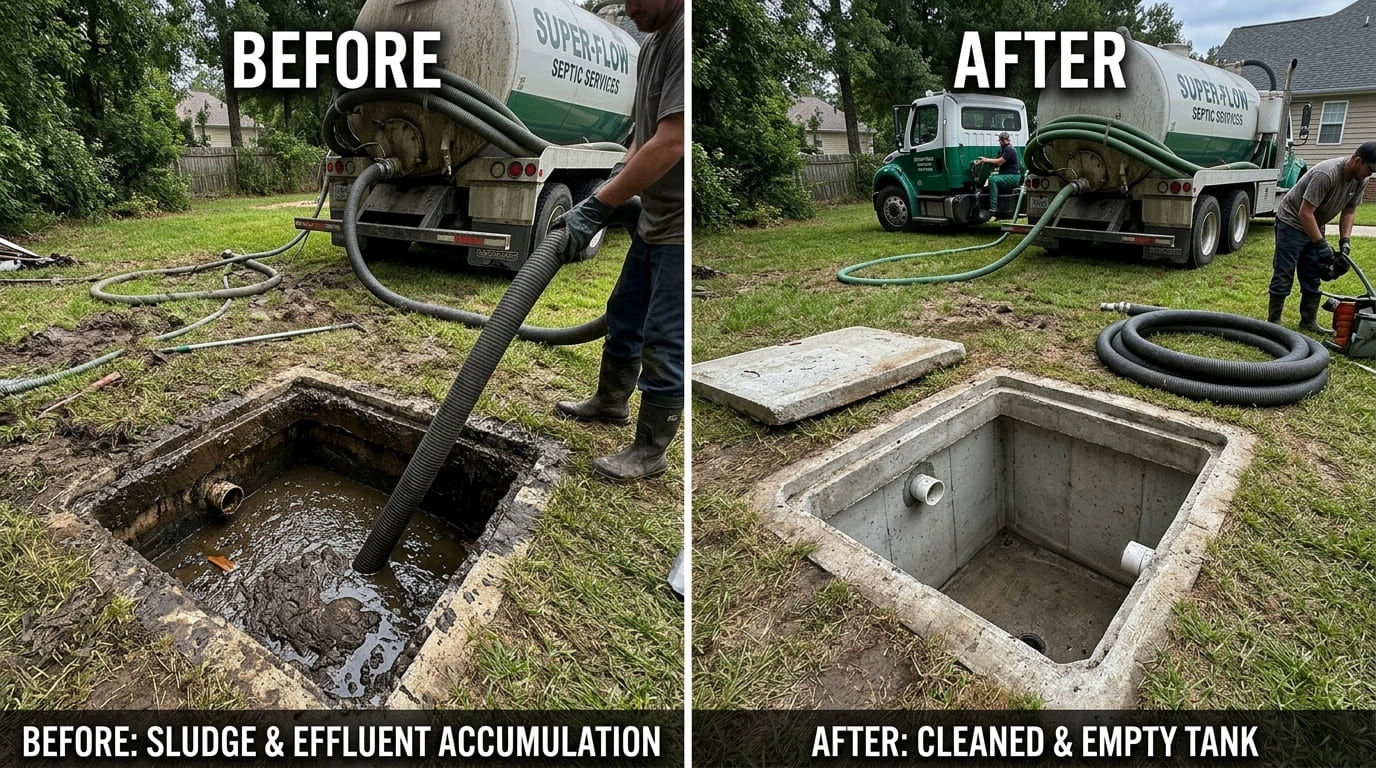 Septic Tank Cleaning & Pumping Before and After Results Center Arva Plumbers Arvada, CO