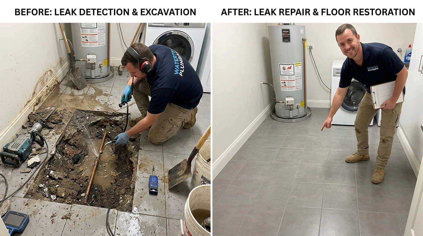 Slab Leak Detection Before and After Results Center Arva Plumbers Arvada, CO